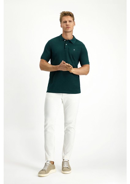 Polo Yaka Slim Fit Dar Kesim Nakışlı Pamuk Tişört fiyatları