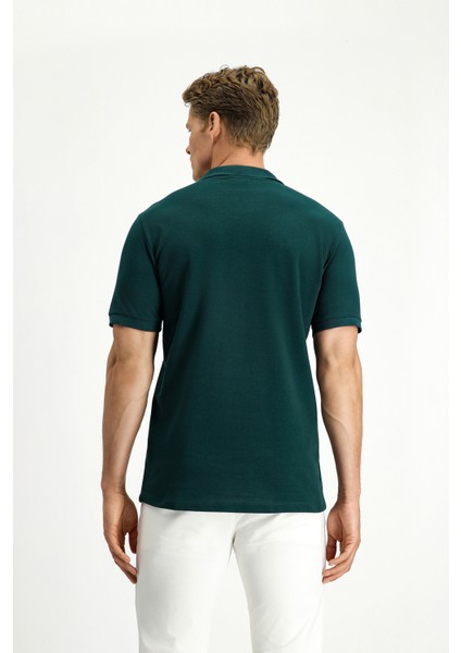 Polo Yaka Slim Fit Dar Kesim Nakışlı Pamuk Tişört fırsatları