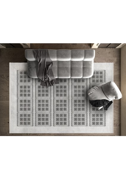 Geometrik Gri Pamuk Dikdörtgen Modern Desenli Pamuk Makinada Yıkanabilir Hav Toz Vermez Leke Tutmayan Kaymaz Taban Dijital Makine Baskı Salon Yolluk Mutfak Halı fiyatları