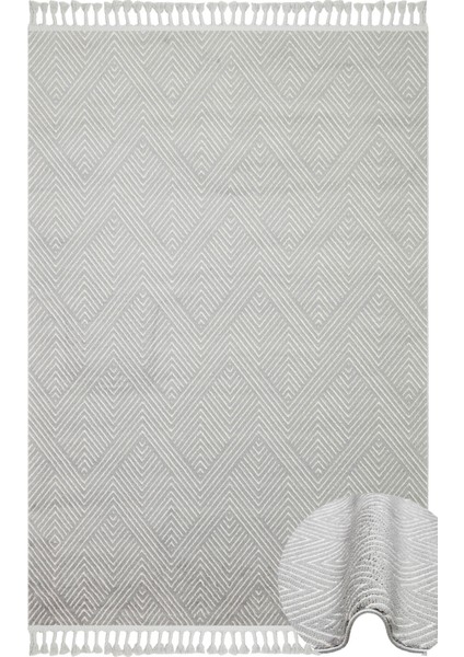 Naxxar Gri Geometrik Etnik Modern Desenli Mikro Hav Vermeyen Leke Tutmayan Kolay Temizlenen Yumuşak Makine Salon Yolluk Mutfak Halı