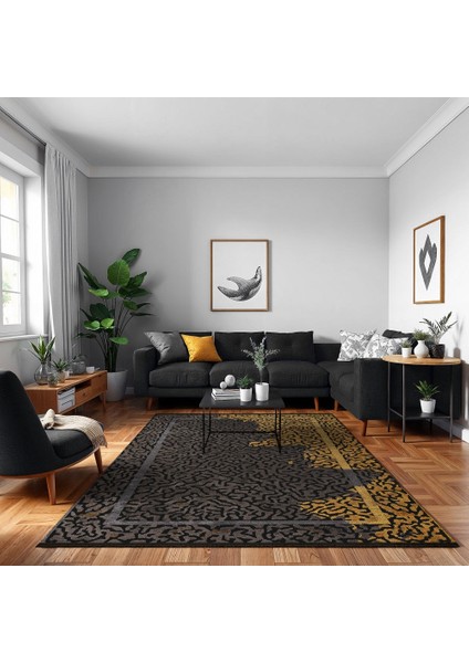 Çerçeveli Sarı Pamuk Daire Modern Desenli Pamuk Makinada Yıkanabilir Hav Toz Vermez Leke Tutmayan Kaymaz Taban Dijital Makine Baskı Salon Yolluk Mutfak Halı fırsatları