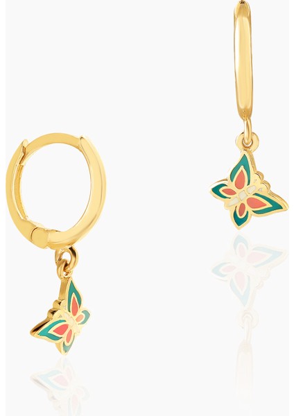 Mineli Kelebek Halka Sallantılı Çocuk Küpesi