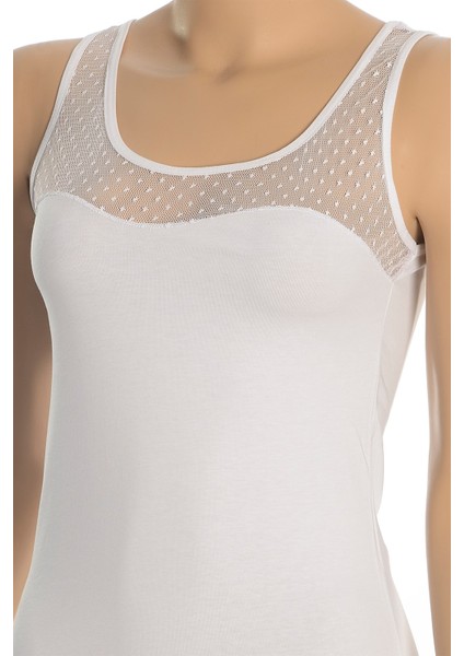 Kadın Atlet Kalın Askılı Tüllü (%96 Pamuk - %4 Elastan)