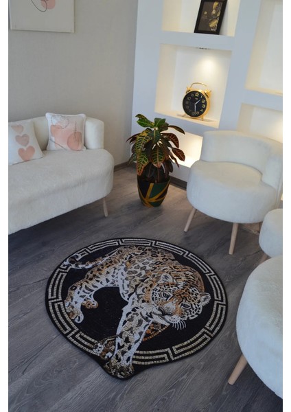 Drom Dokuma Taban Makinede Yıkanabilen Kilim Kaymaz Şönil Soyut Leopar Yuvarlak Kreatif Halı fiyatları