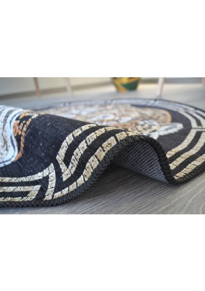 Drom Dokuma Taban Makinede Yıkanabilen Kilim Kaymaz Şönil Soyut Leopar Yuvarlak Kreatif Halı modelleri
