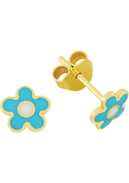 Mavi Çiçek Çocuk Küpesi