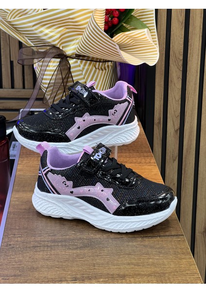 Kız Çocuk Ortopedik Spor Ayakkabı-Siyah-Lila