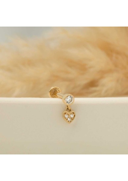 Taşlı Kalp Sallantılı Minimal Tragus Piercing fiyatları