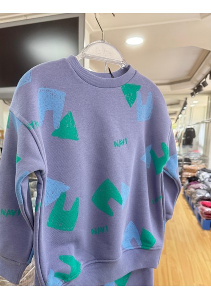 Erkek Çocuk Pamuklu Mavi Renk Desenli Sweatshirt ve Eşofman Alt Takım – Yeşil Turkuaz Navı Baskılı fırsatları