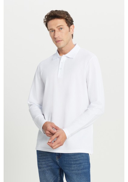 %100 Pamuk Standart Fit Normal Kesim Polo Yaka Sweatshirt