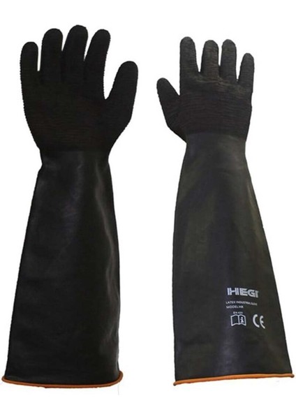 Hr Lateks Asit Eldiven 30 cm – Uzun Konçlu, Kauçuk Kimya Eldiveni | Endüstriyel & Yağlı Ortam 3'lü Paket