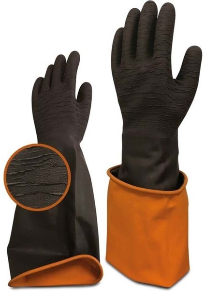 Hr Lateks Asit Eldiven 30 cm – Uzun Konçlu, Kauçuk Kimya Eldiveni | Endüstriyel & Yağlı Ortam 3'lü Paket fiyatları