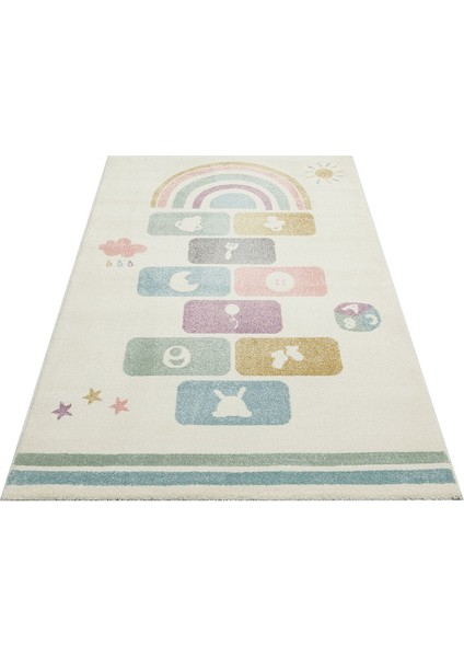 Wolfurt Ekru Figürlü Etnik Modern Desenli Poliproplen Hav Vermeyen Leke Tutmayan Kolay Temizlenen Yumuşak Makine Salon Yolluk Mutfak Halı indirimleri