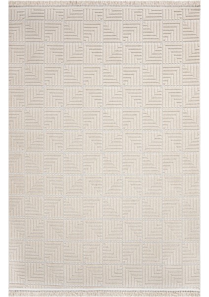 Dreamy Geometrik Bej Mikrofiber Dikdörtgen Modern Desenli Akrilik Hav Vermeyen Leke Tutmayan Kolay Temizlenen Yumuşak Makine Salon Yolluk Mutfak Halı