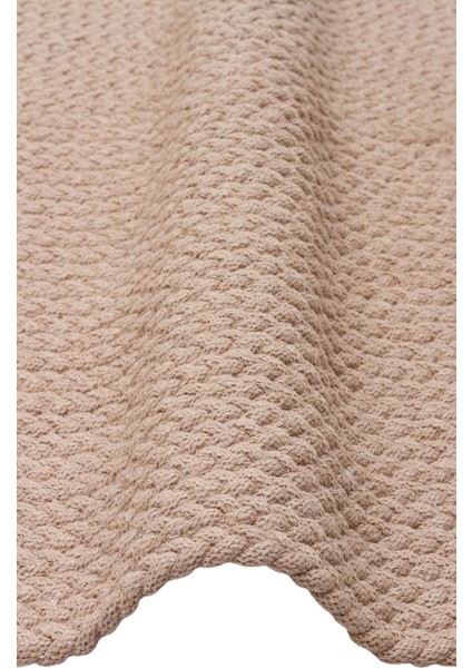 Bej Düz Etnik Modern Desenli Pamuk Jüt Halı modelleri