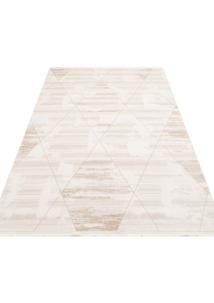 Euphrates Bej Geometrik Etnik Modern Desenli Akrilik Hav Vermeyen Leke Tutmayan Kolay Temizlenen Yumuşak Makine Salon Yolluk Mutfak Halı