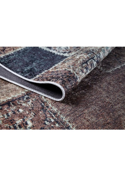 Biecz Kahverengi Patchwork Etnik Modern Desenli Makinada Yıkanabilir Hav Toz Vermez Leke Tutmayan Kaymaz Taban Dijital Makine Baskı Salon Yolluk Mutfak Halı modelleri