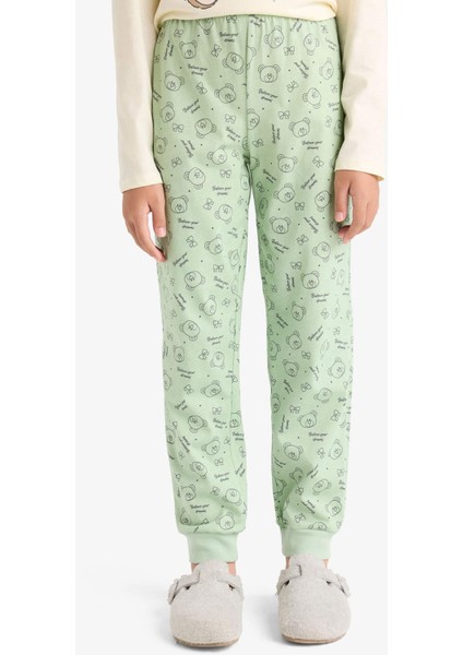 Kız Çocuk Pijama Takımı Baskılı Uzun Kollu Üst Desenli Uzun Alt F6219A825WN