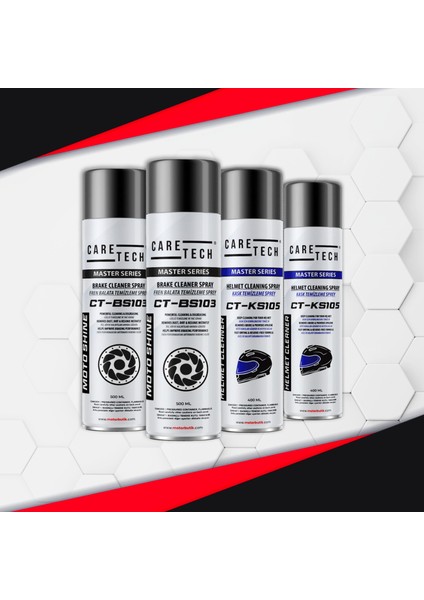 Ct-Set4-C Motosiklet Fren Balata Kask Parlatma Temizleme Spreyi 4'lü Bakım Seti Sprey