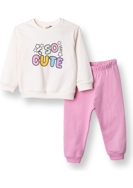 Kız Bebek Eşofman Takım Bisiklet Yaka Uzun Kol Lastikli Paça