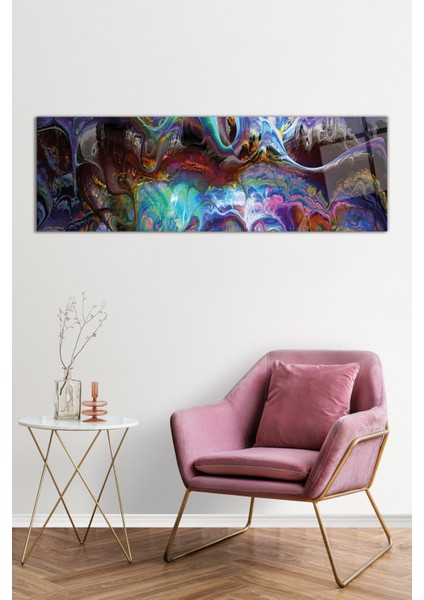 Rengarenk Soyut Kaos Panoramik Cam Tablo, Darbelere Dayanıklı Kırılmaz Cam, Hediyelik fiyatları