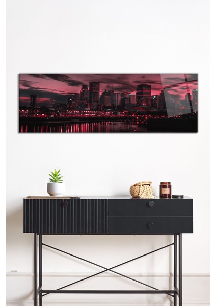 Işıklı Şehir Manzarası Panoramik Cam Tablo, Darbelere Dayanıklı Kırılmaz Cam, Hediyelik