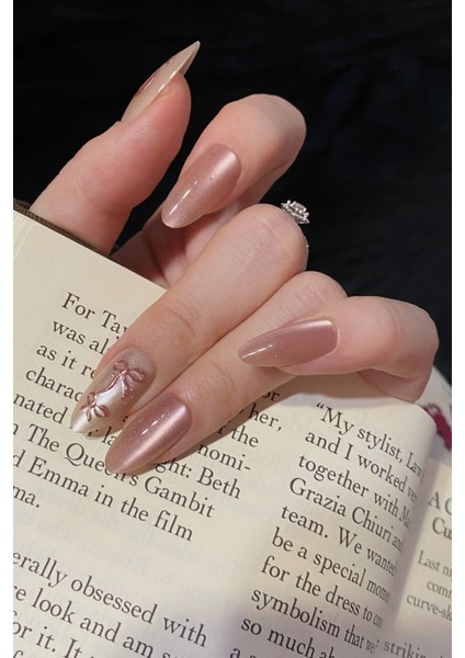 Xsmall Beden Uzun Badem Pembe Kalp Desenli 10 Adet Takma Tırnak Seti T104 indirimleri