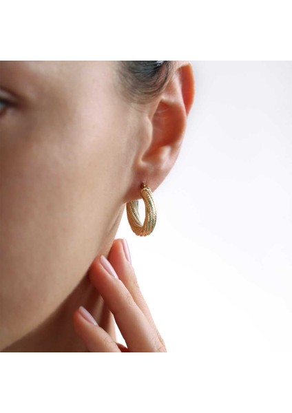 Işlemeli Bold Halka Küpe