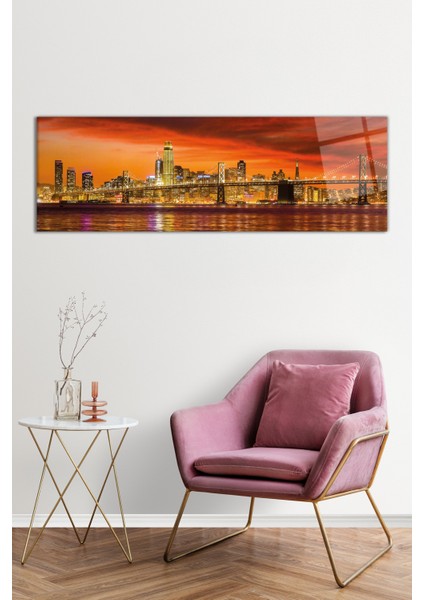 Gökyüzü ve Şehir Manzarası Panoramik Cam Tablo, Darbelere Dayanıklı Kırılmaz Cam, Hediyelik fiyatları