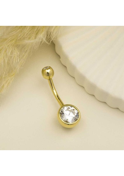 Büyük Tek Taşlı Göbek Piercing