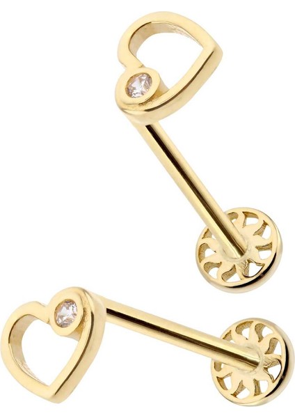 Tektaş Detaylı Kalp Tragus Piercing