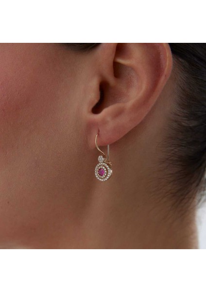 Pembe Tektaşlı Sallantılı Küpe fiyatları