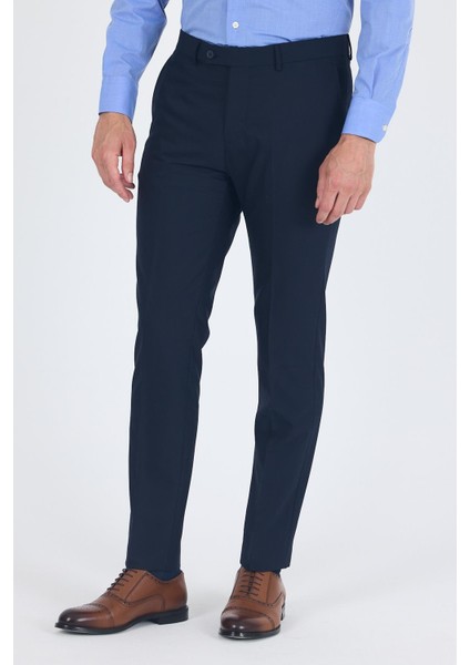 Lacivert Esnek Yandan Cepli Slim Fit Classic Pantolon 1003250013
