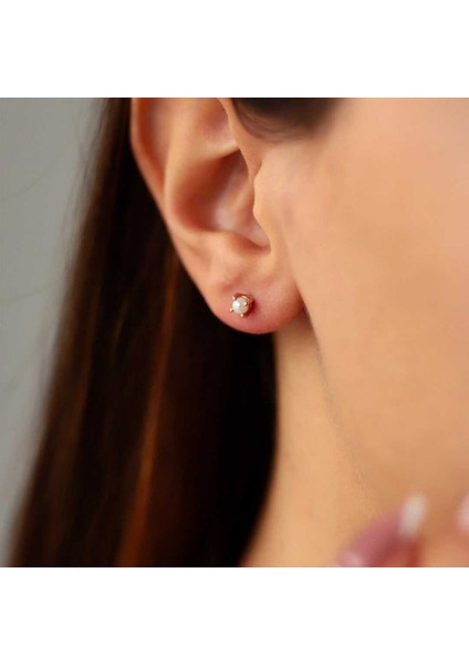 Dört Tırnaklı Vidalı Inci Küpe