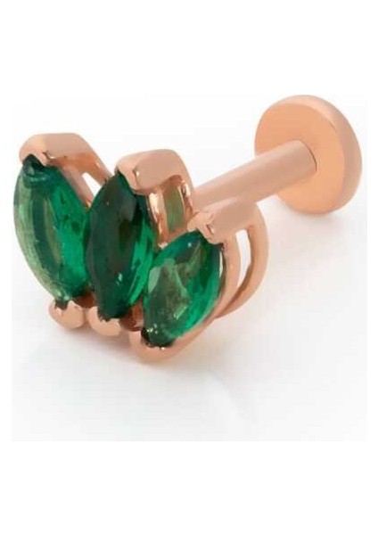 Üçlü Yeşil Markiz Tragus Piercing
