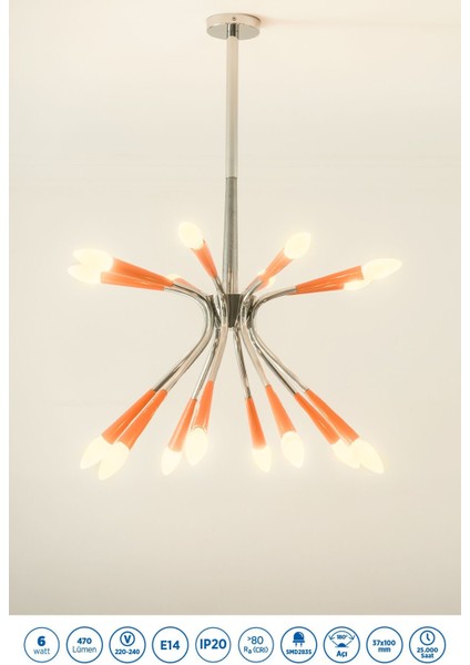 RTL02111-5 Rother LED Mum Avize Ampul 6WE14 470 Lümen 4000K Gün Işığı Enerji Tasarruflu Ampul 5 Adet modelleri