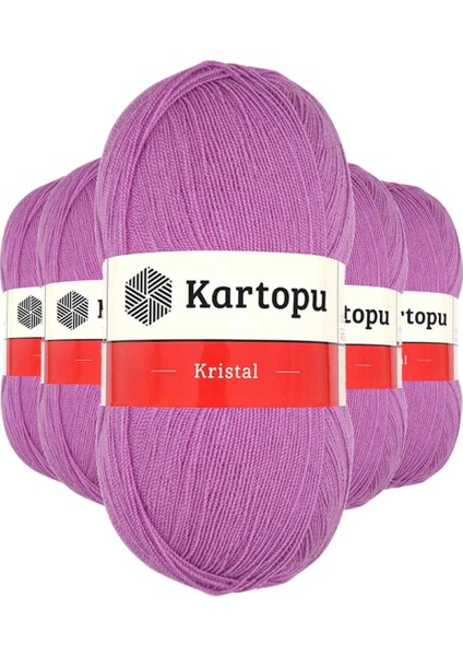 5 Adet Kristal Çift Katlı El Örgü Lif Ipi Leylak K805