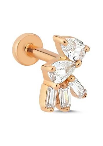 Beyaz Damla Taş Model Tragus Piercing