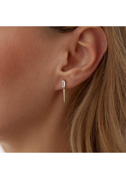 Bagetli Sarkıt Desenli Pimli Küpe