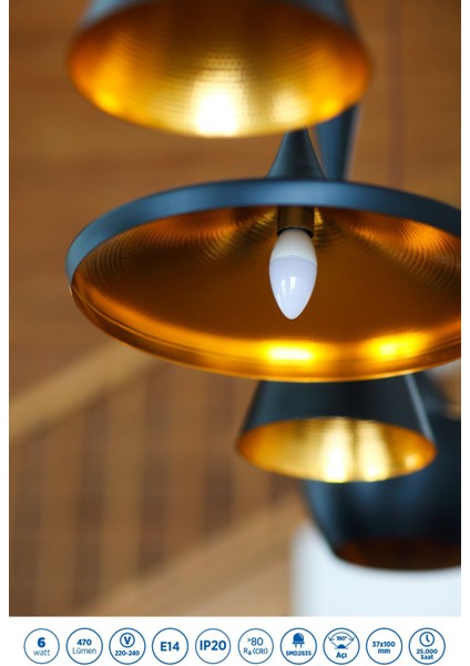 RTL02101-5 Rother LED Mum Avize Ampul 6W E14 470Lümen 6000K Beyaz Işık Enerji Tasarruflu Ampul 5Adet fırsatları