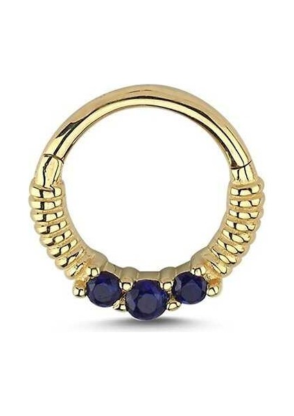 Işleme Detaylı Lacivert Taşlı Helix Piercing