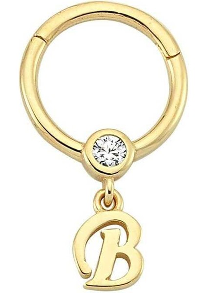 Taşlı B Harfi Sallantılı Helix Piercing