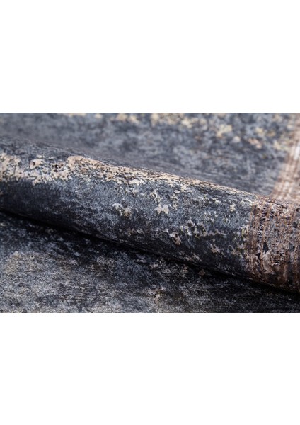 Kolhapur Gri Çerçeveli Etnik Modern Desenli Makinada Yıkanabilir Hav Toz Vermez Leke Tutmayan Kaymaz Taban Dijital Makine Baskı Salon Yolluk Mutfak Halı fiyatları