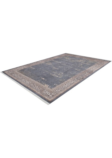 Kolhapur Gri Çerçeveli Etnik Modern Desenli Makinada Yıkanabilir Hav Toz Vermez Leke Tutmayan Kaymaz Taban Dijital Makine Baskı Salon Yolluk Mutfak Halı modelleri