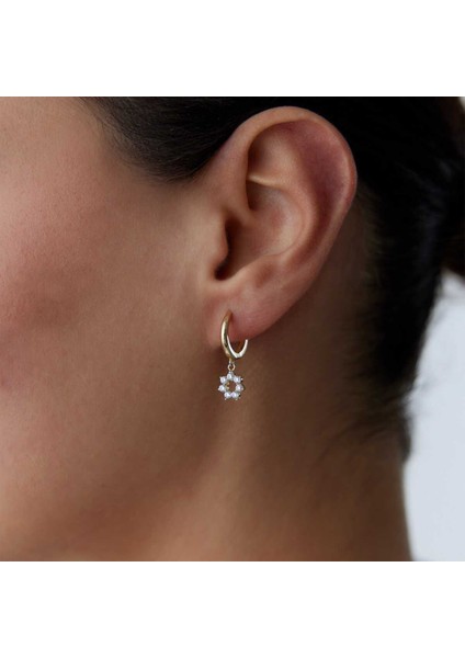 Taşlı Çiçek Küpe