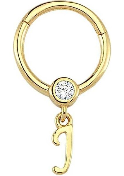 Taşlı J Harfi Sallantılı Helix Piercing