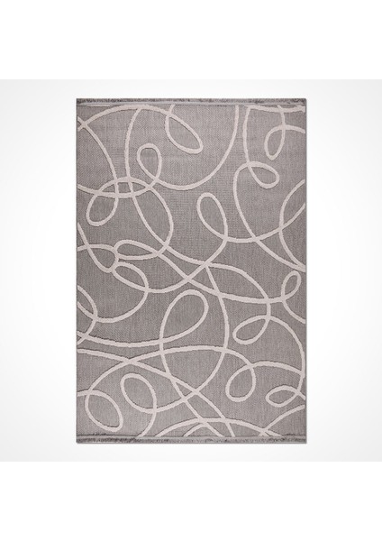 Gri Modern Etnik Desenli Poliproplen Hav Vermeyen Leke Tutmayan Kolay Temizlenen Yumuşak Makine Salon Yolluk Mutfak Halı