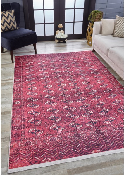 Solapur Bordo Modern Etnik Desenli Makinada Yıkanabilir Hav Toz Vermez Leke Tutmayan Kaymaz Taban Dijital Makine Baskı Salon Yolluk Mutfak Halı modelleri