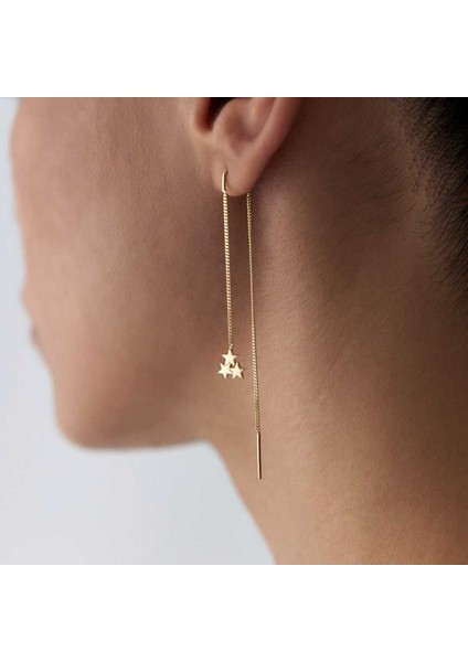 Zincir Sallantılı Üç Yıldız Küpe