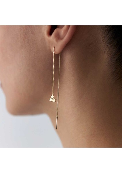 Zincir Sallantılı Üç Yıldız Küpe modelleri